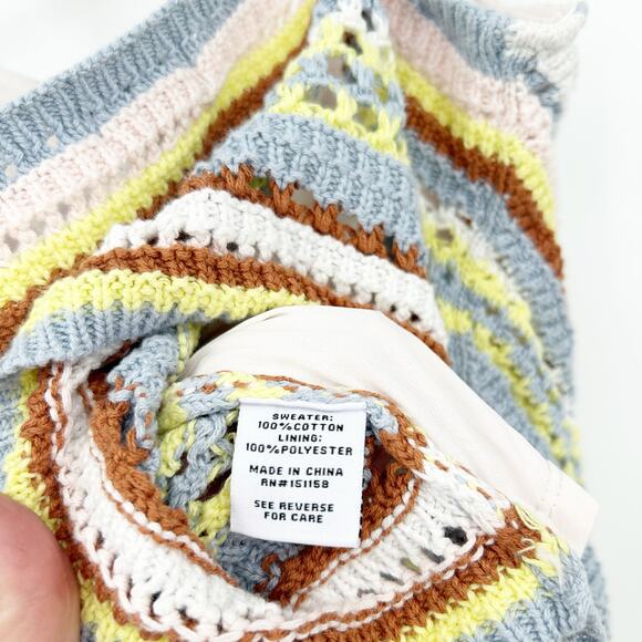 525 Revolve Beachy Boho Striped Knit Fauxchet Colorful Crochet Cami Top Size S - Picture 7 of 9